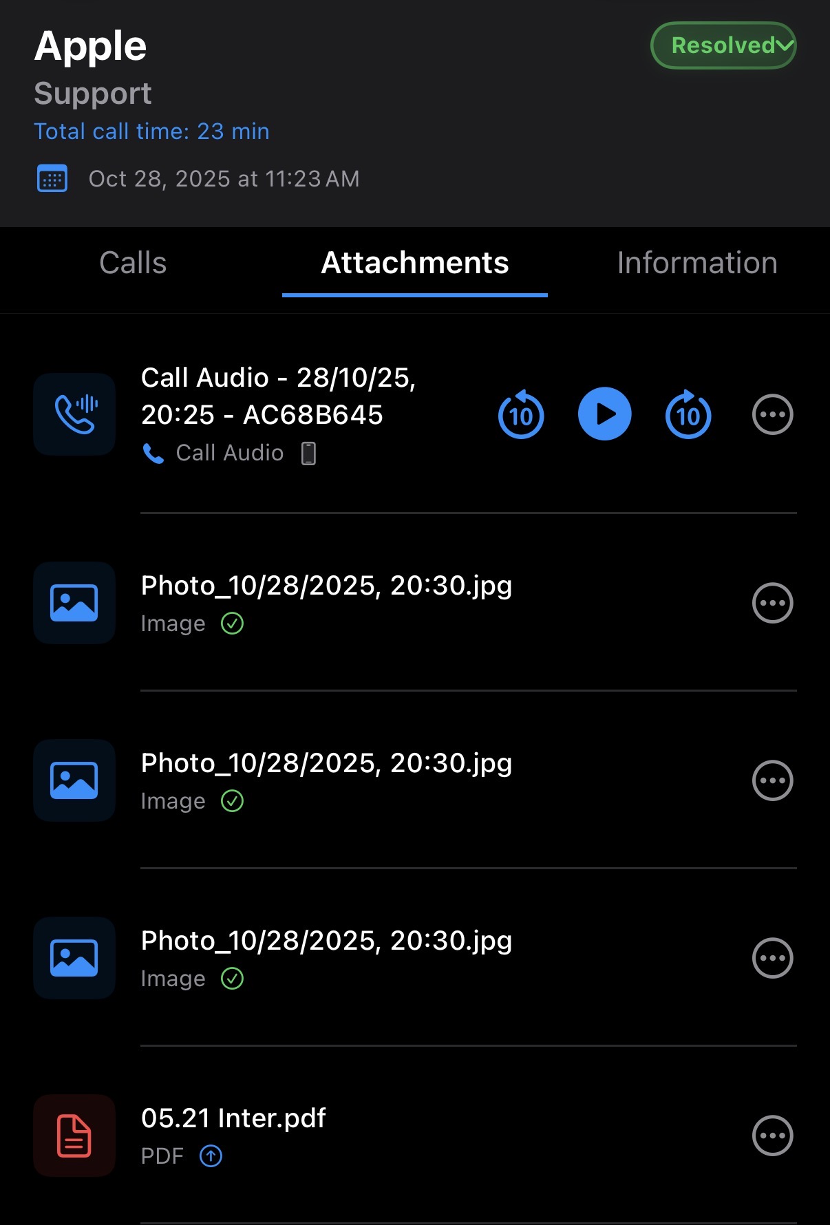 Attachments and files organization in Registra app